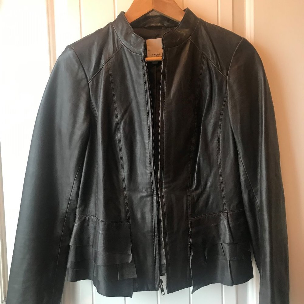 Leather Coat With Ruffle Detail - Picture 3 of 11